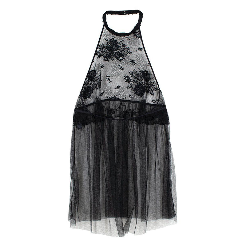 Black Tulle & Lace Sheer Halterneck Camisole
