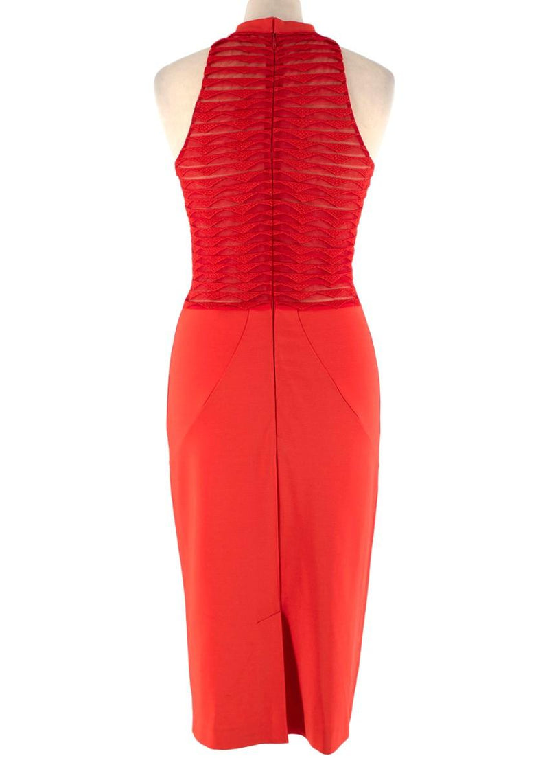 Zuhair Murad Red Mesh Back Sleeveless Dress