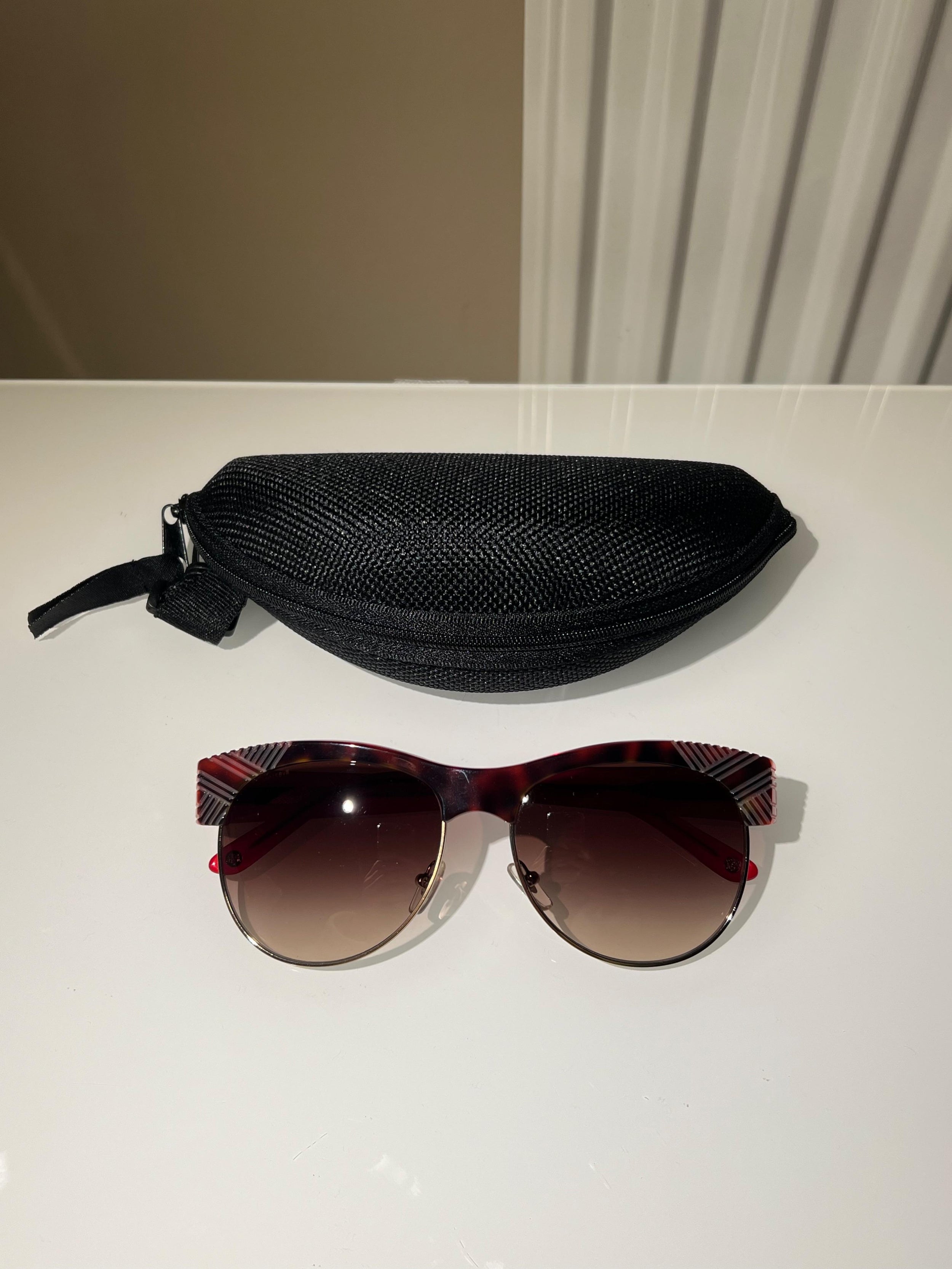 Versace Red Half Rim Sunglasses