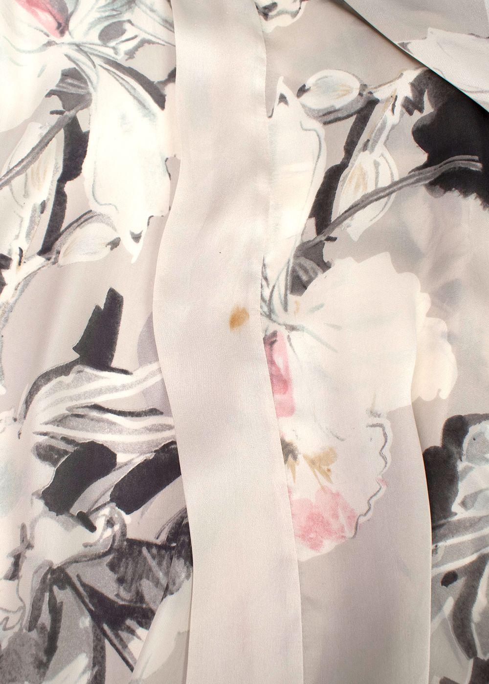 Jenny Packham Grey Floral Silk Nightgown and Robe