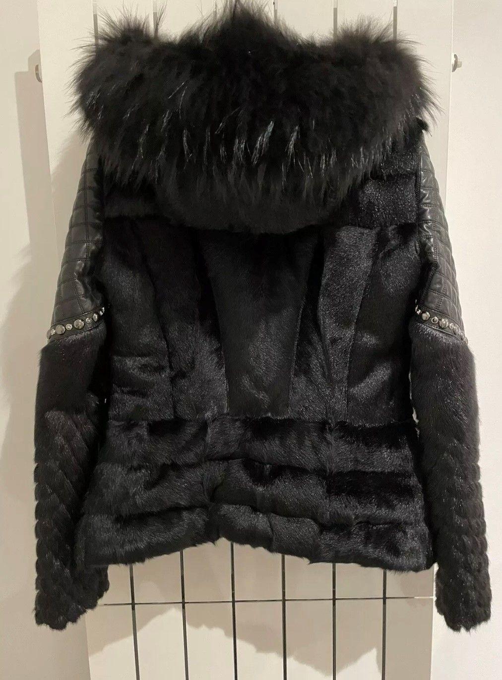 Black leather & goat fur jacket