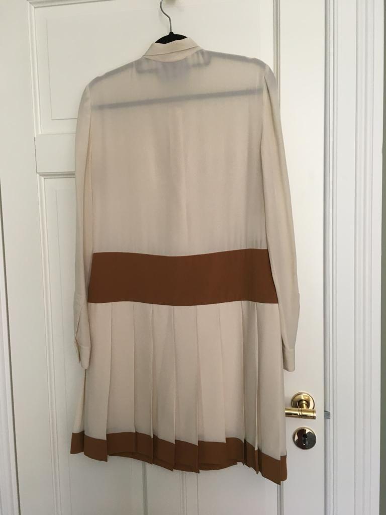 Bicolour silk crepe drop waist dress