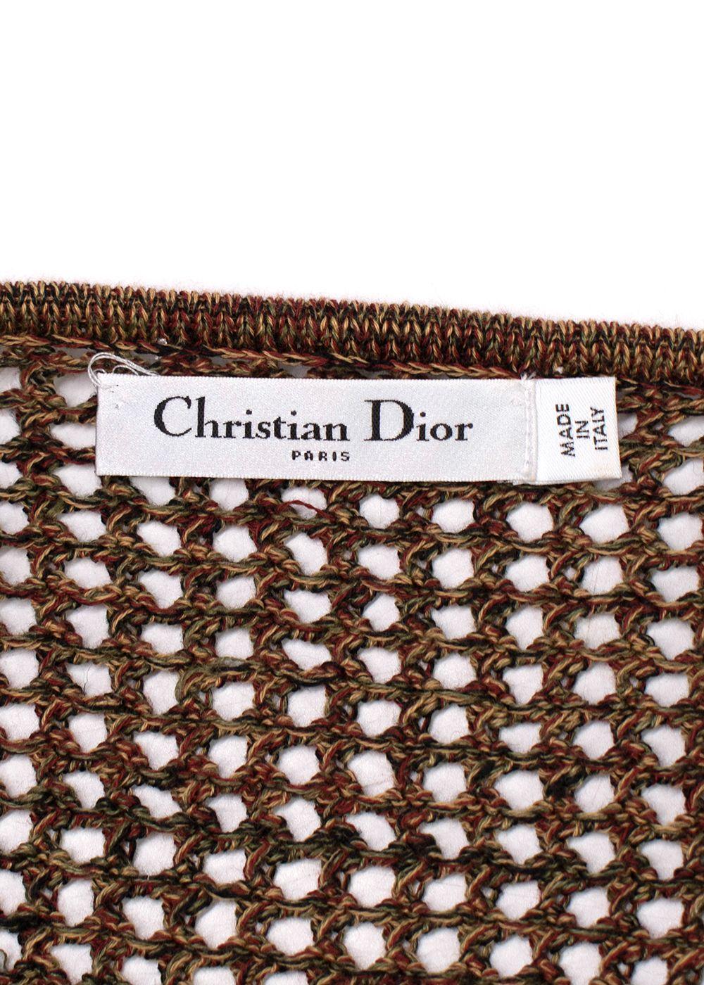 Dior Brown Open Knit Key-hole Neck Jumper