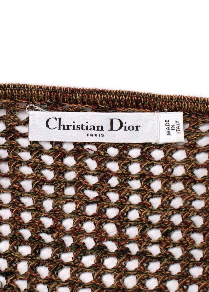 Dior Brown Open Knit Key-hole Neck Jumper
