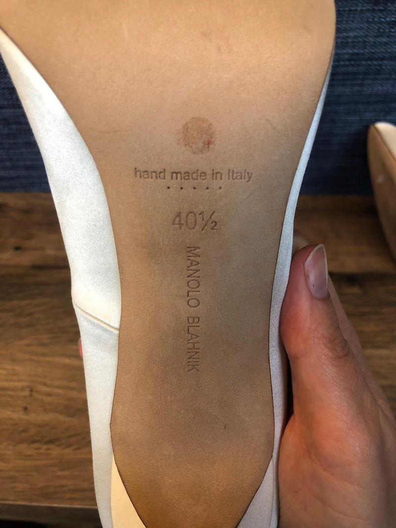 Ivory satin heeled pumps