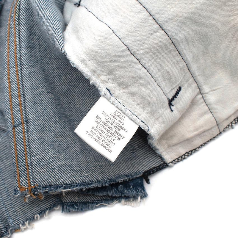 RE/DONE Levis Mid-Wash Distressed Collarless Denim Jacket