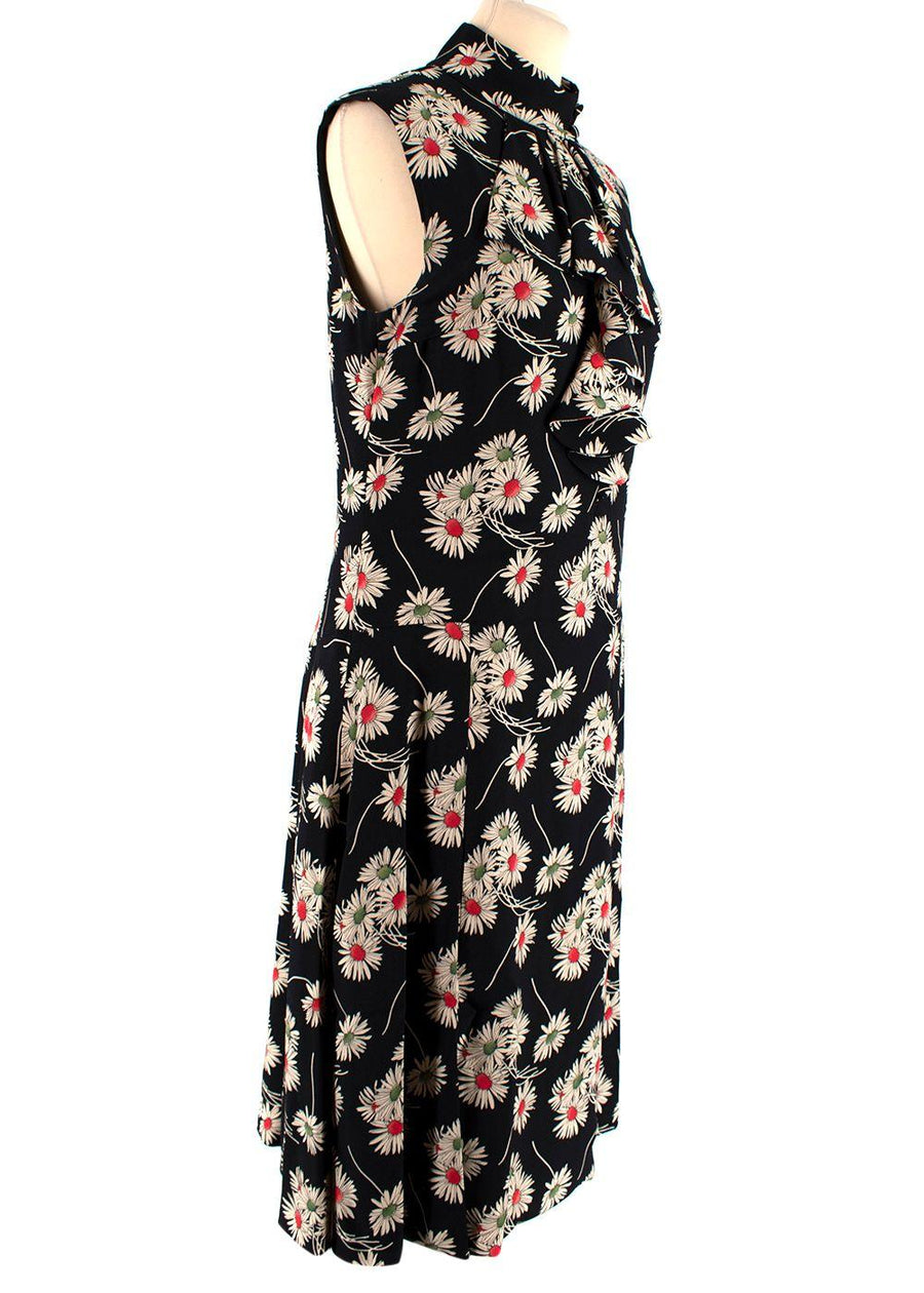 High Neck Floral Print Sleeveless Dress