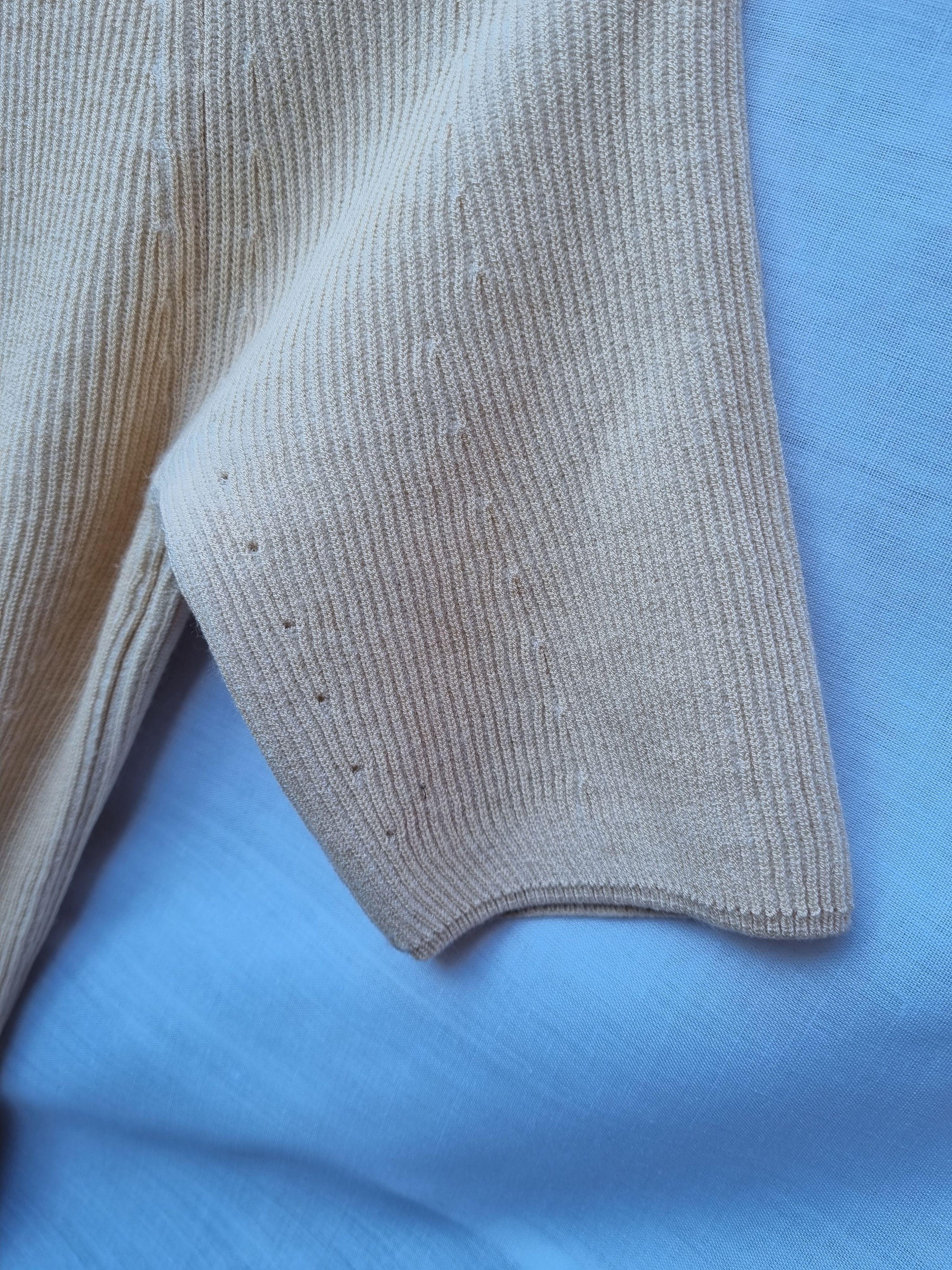 pale-beige ribbed knit dress