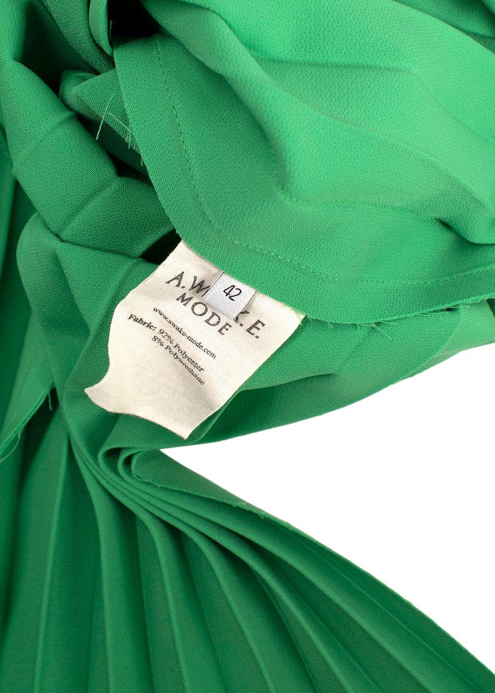 Awake Mode Green Pleated Cady  Blouse