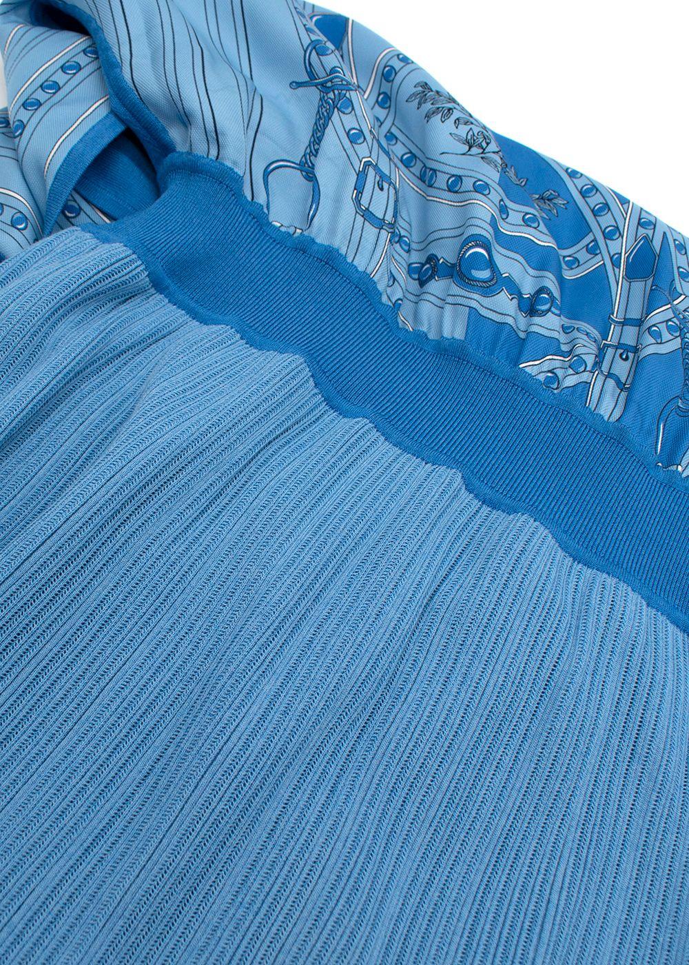 Hermes Royal Blue Slouched Sleeve Woven Dress