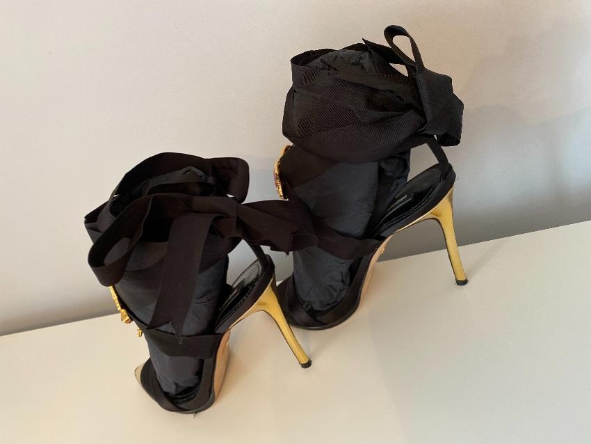 DSquared2 Satin Jeweled Sandals with Lips Applique