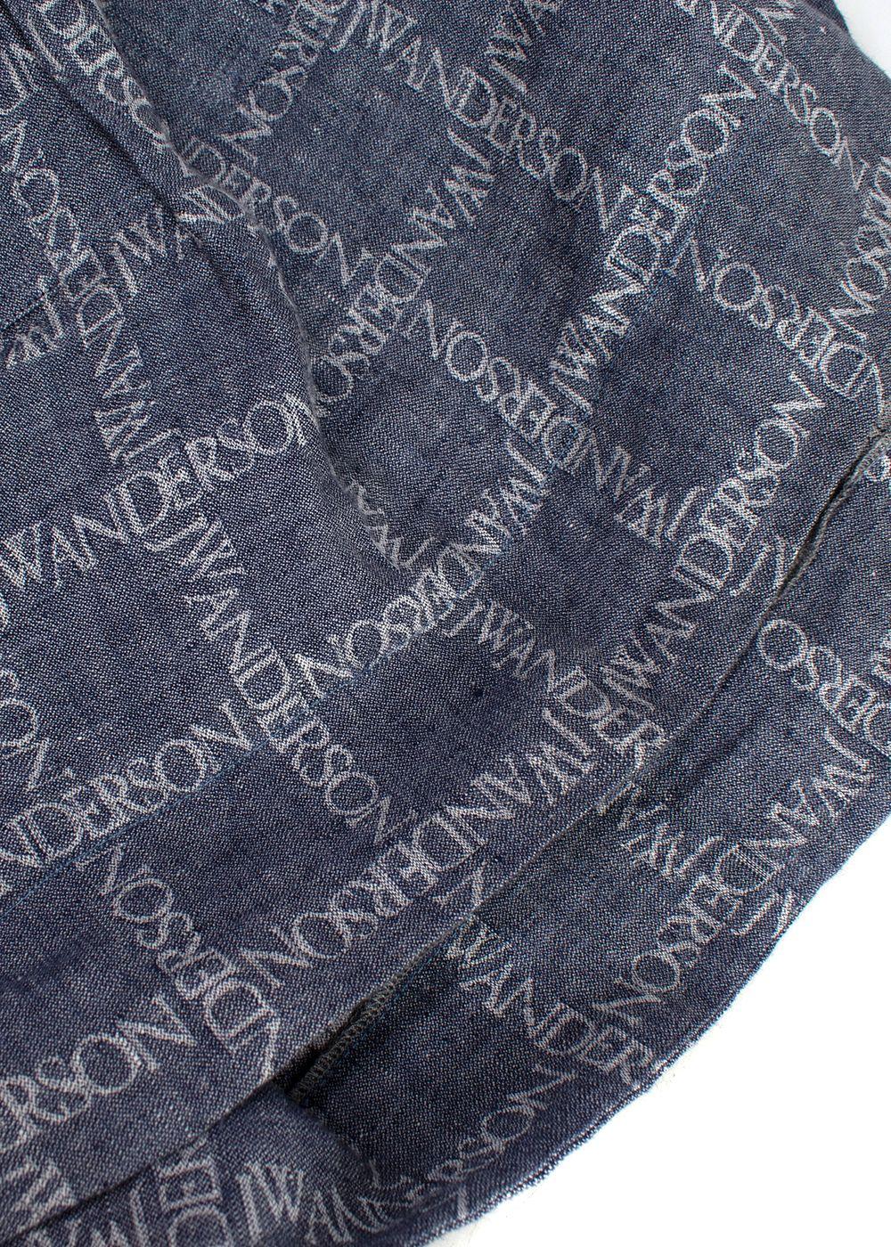 JW Anderson Unisex Blue Logo Grid Tunic Linen Shirt