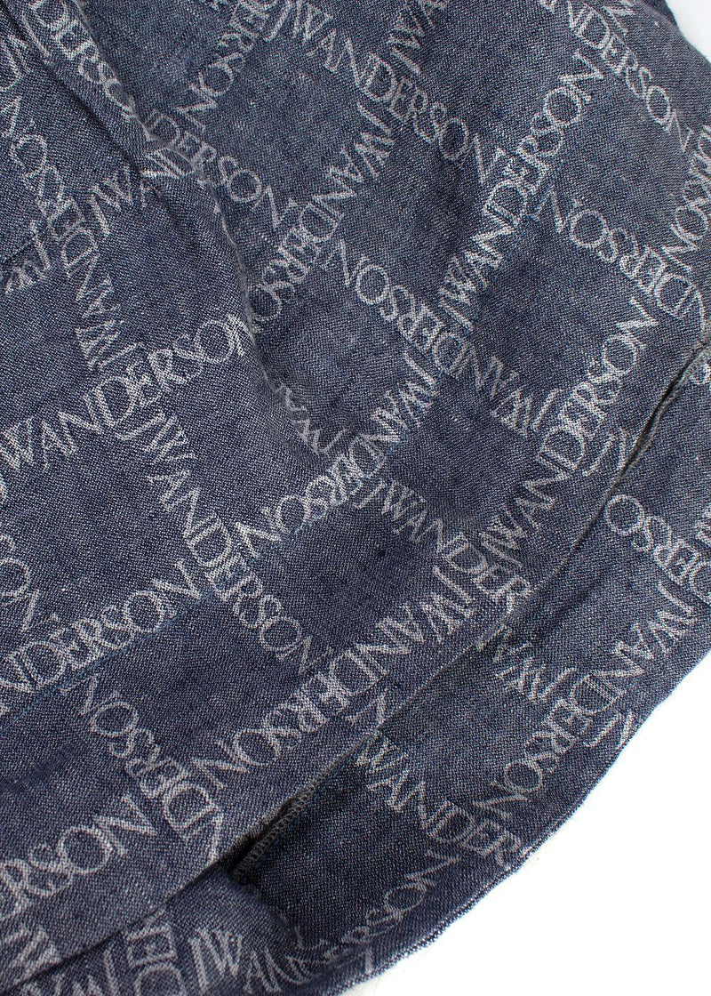 JW Anderson Unisex Blue Logo Grid Tunic Linen Shirt
