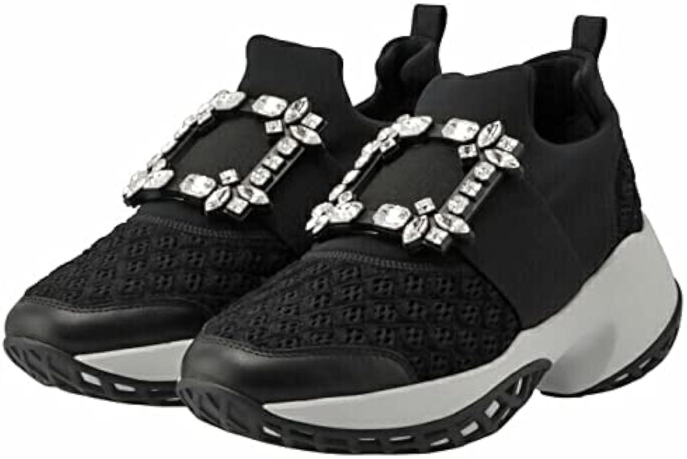 Roger Vivier Crystal Embellished Buckle SlipOn Sneakers