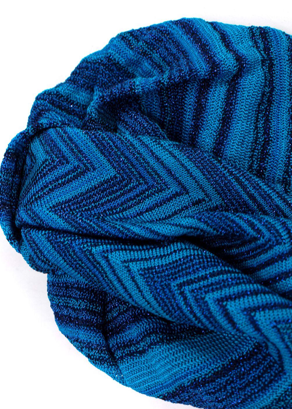 Missoni Blue Two-tone Zig-zag Knit Turban