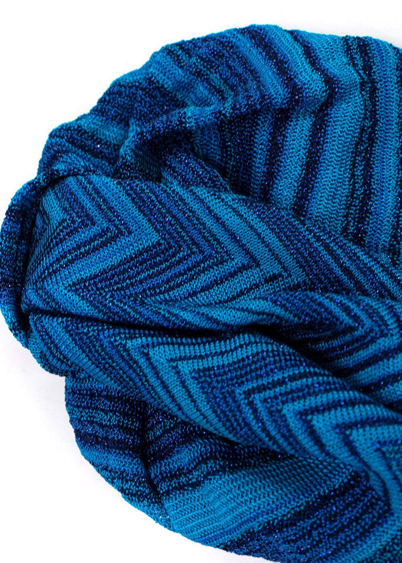 Missoni Blue Two-tone Zig-zag Knit Turban