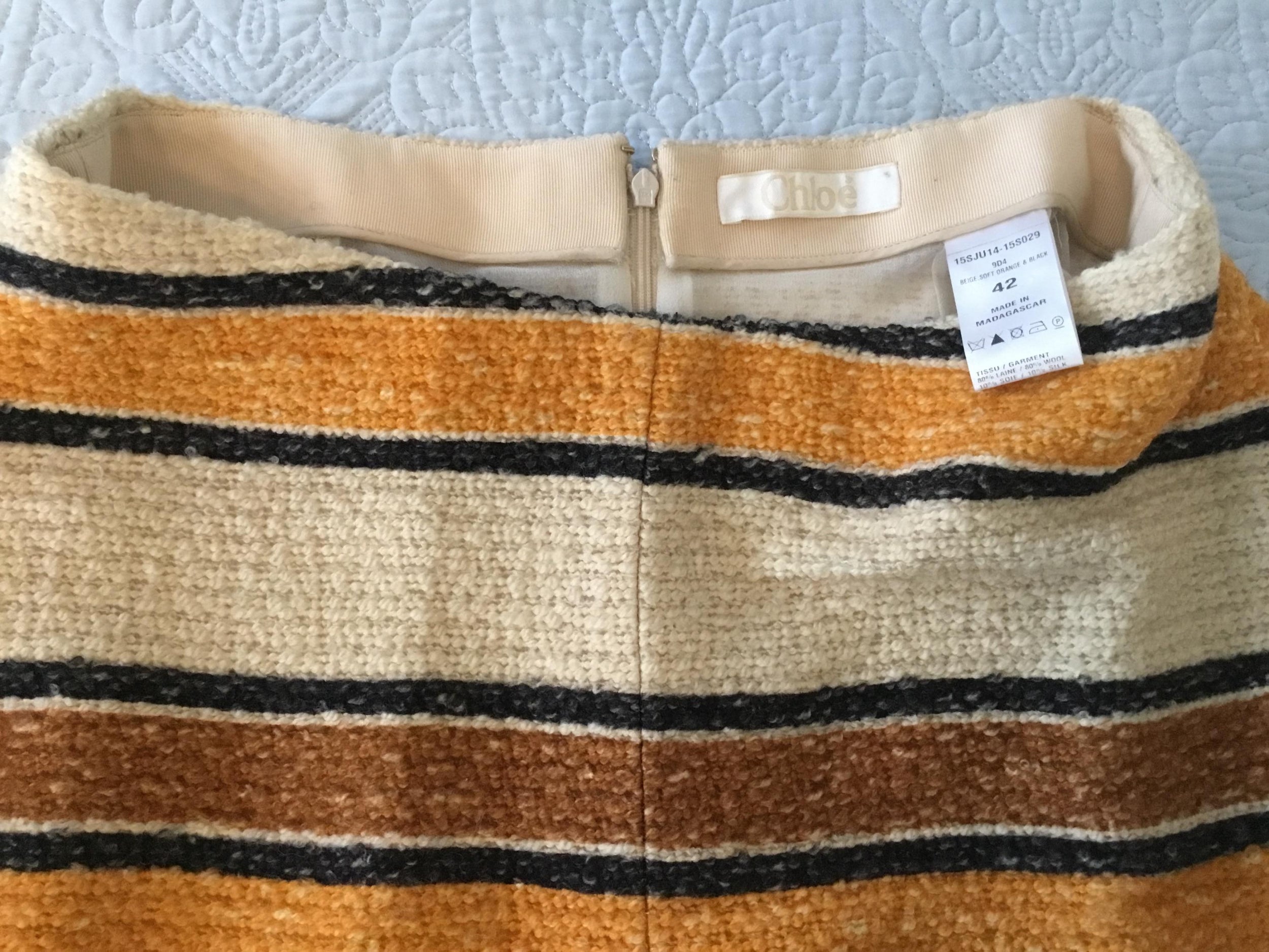 Asymmetrical Striped Wool Skirt