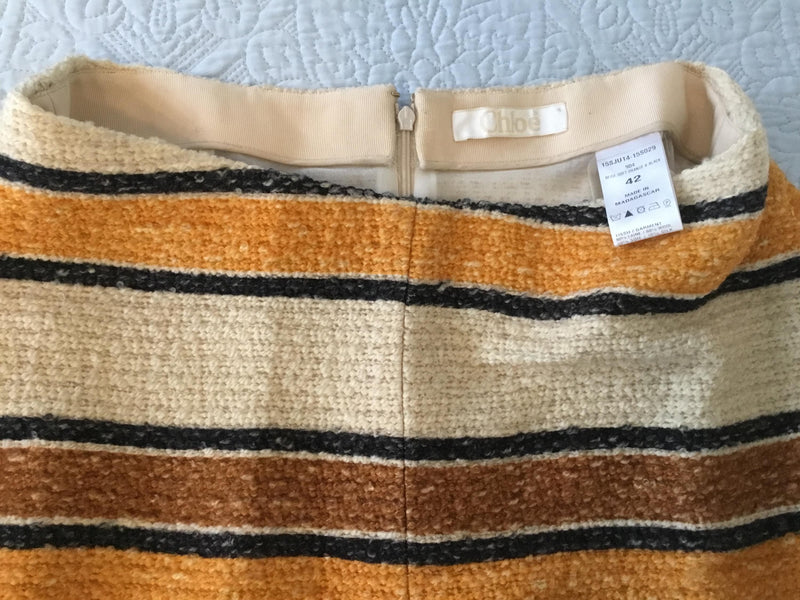 Asymmetrical Striped Wool Skirt