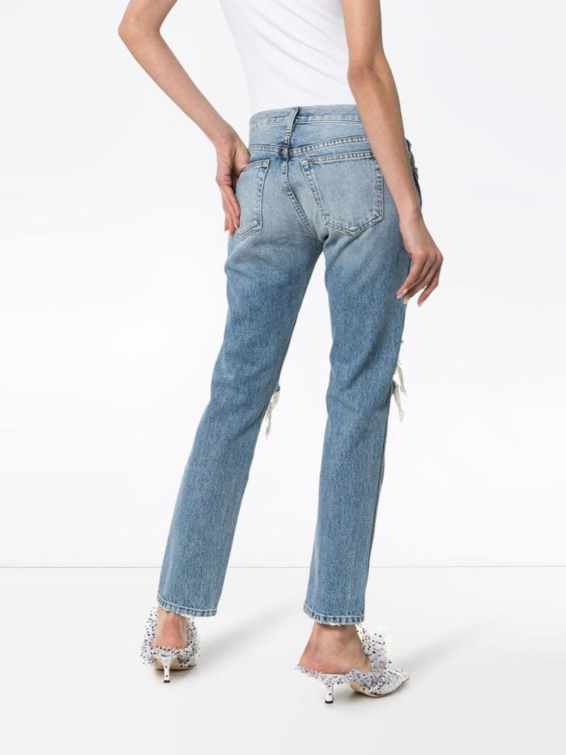 Khaite Blue Denim Kyle Distressed Jeans