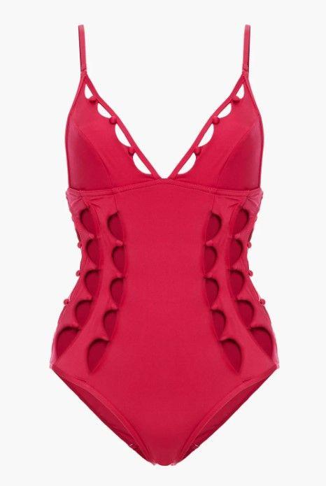 Goldie Crescent button-embellished cutout swimsuit