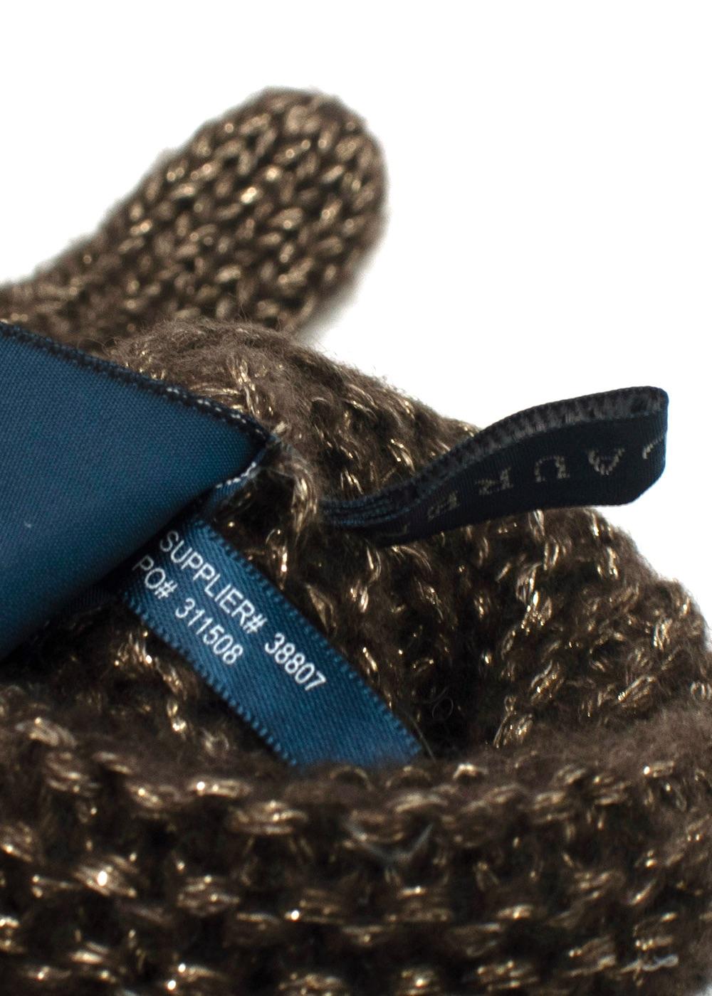 Ralph Lauren Brown Metallic Wool Blend Beanie and Gloves