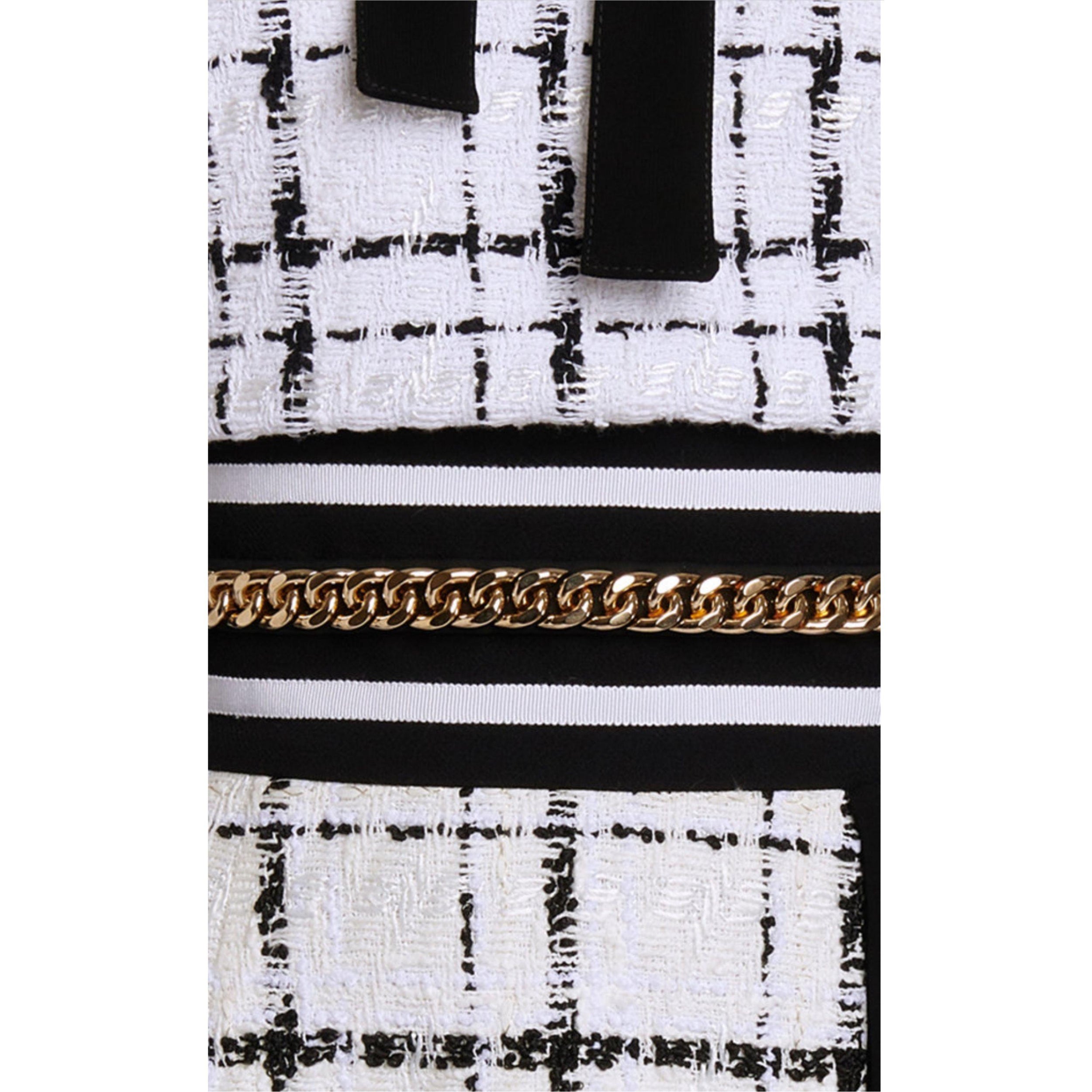 Runway Plaid Tweed Midi Dress
