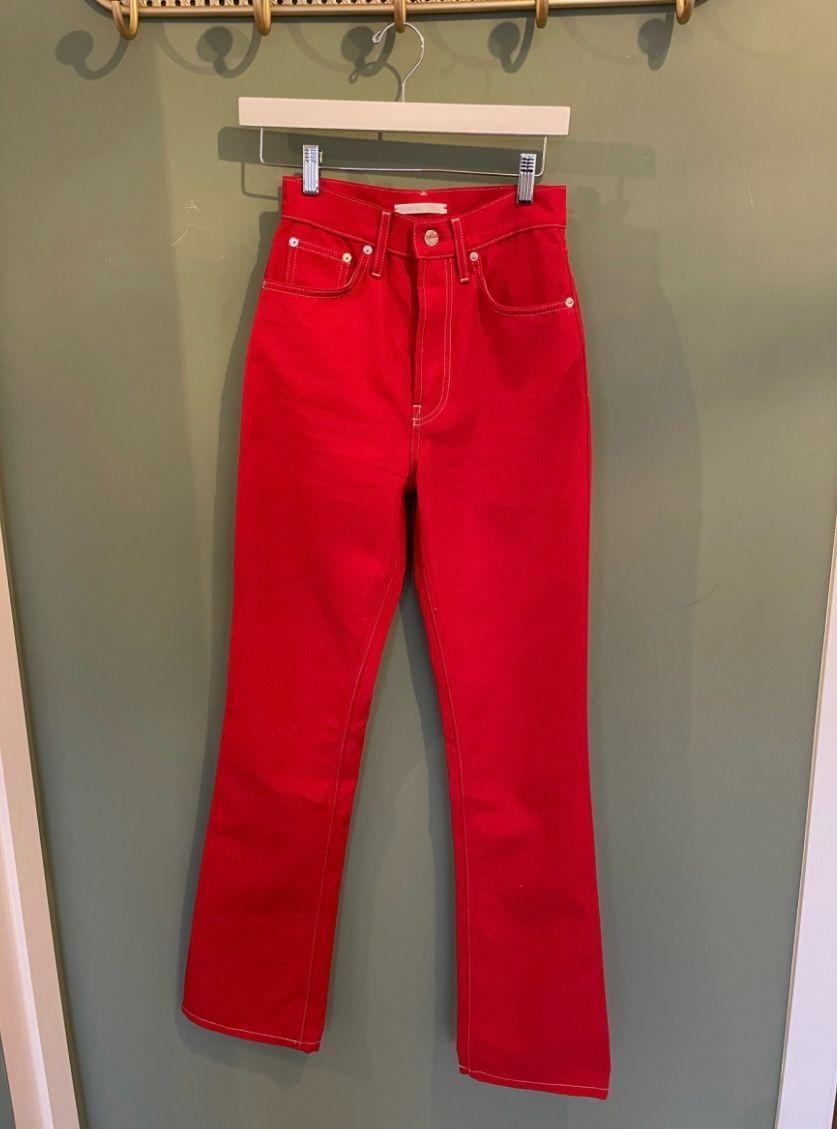 Red High Rise Jeans