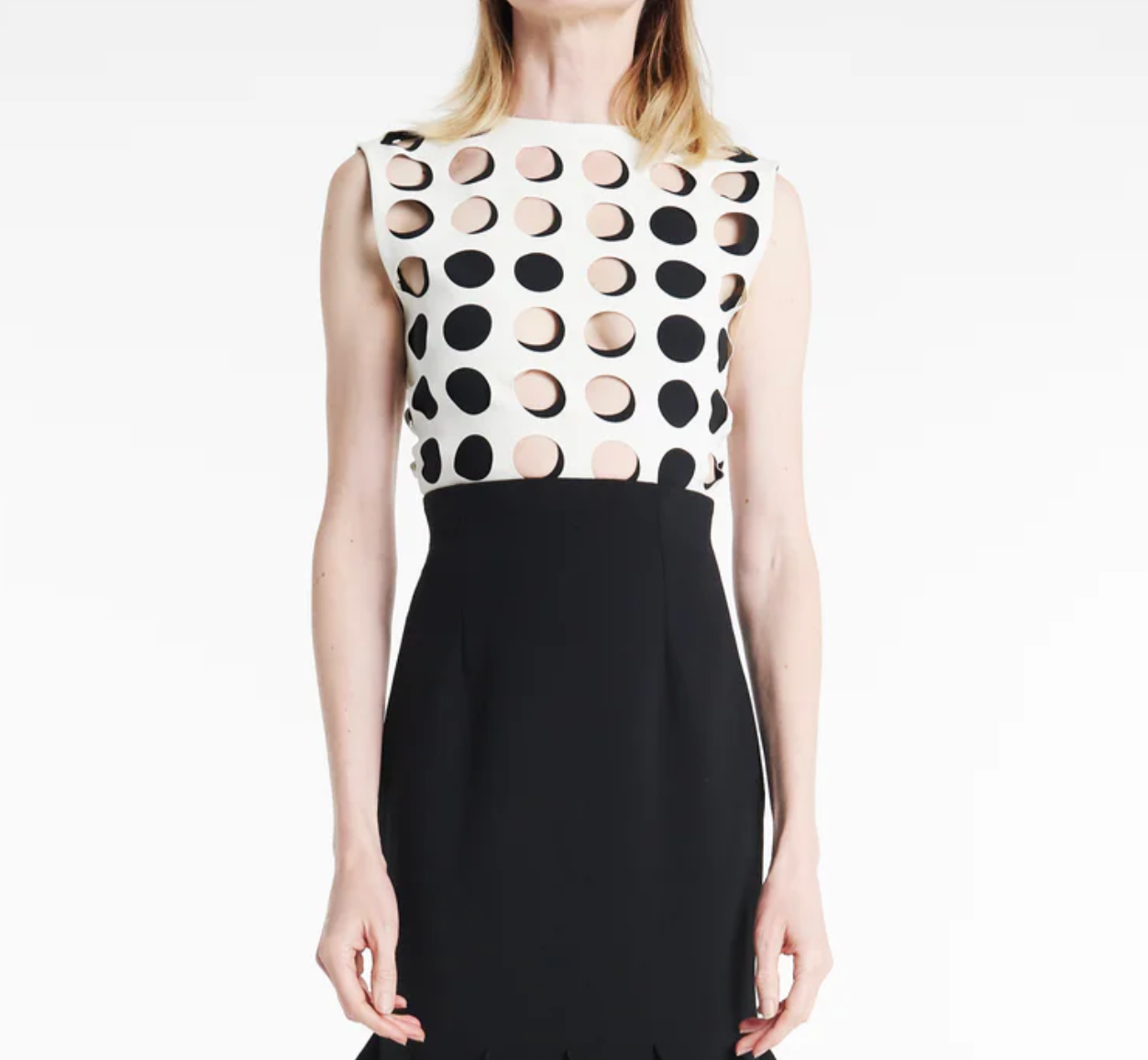 A.W.A.K.E. Mode White Layered Holes Sleeveless Top