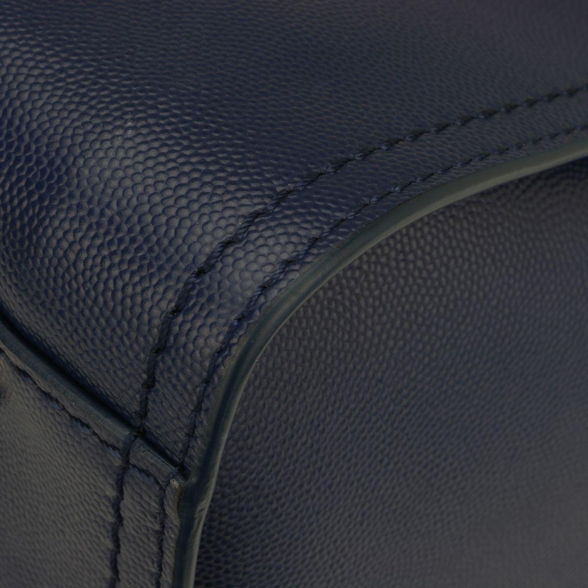 Studded Navy Blue Caviar Deauville Tote Small