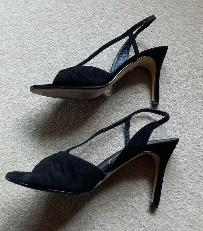 Gina Black Suede Serena Slingback Sandals