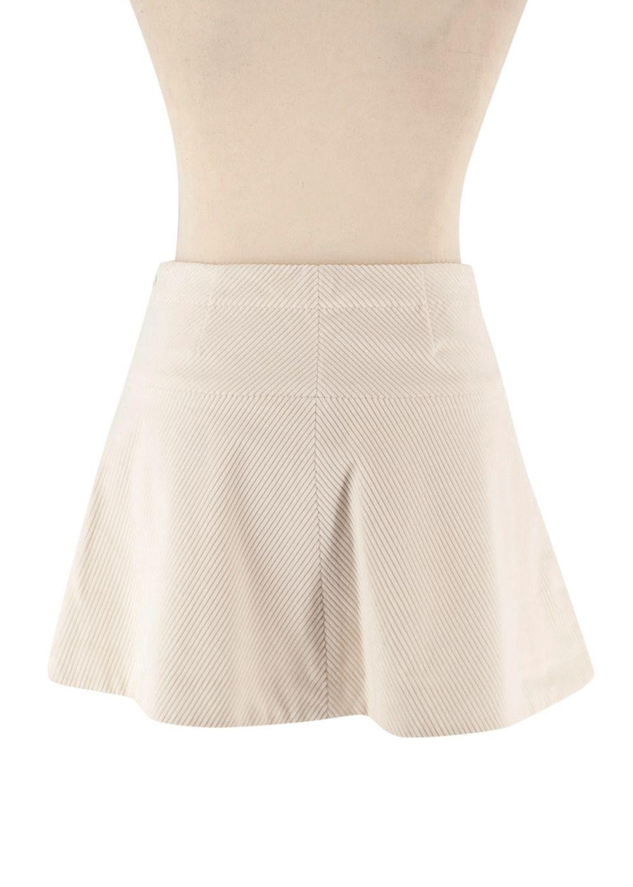 Brunello Cucinelli Cream Corduroy Skater Skirt