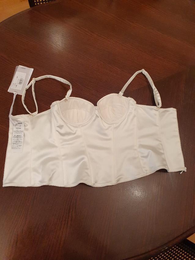 P.A.R.O.S.H White Satin Cropped Bustier