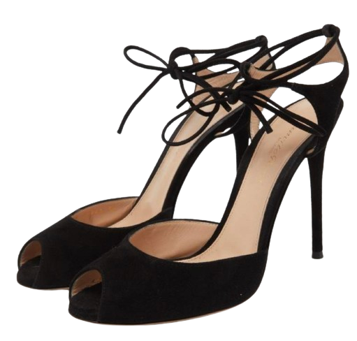 Gianvito Rossi Black Suede Wrap Around Heels