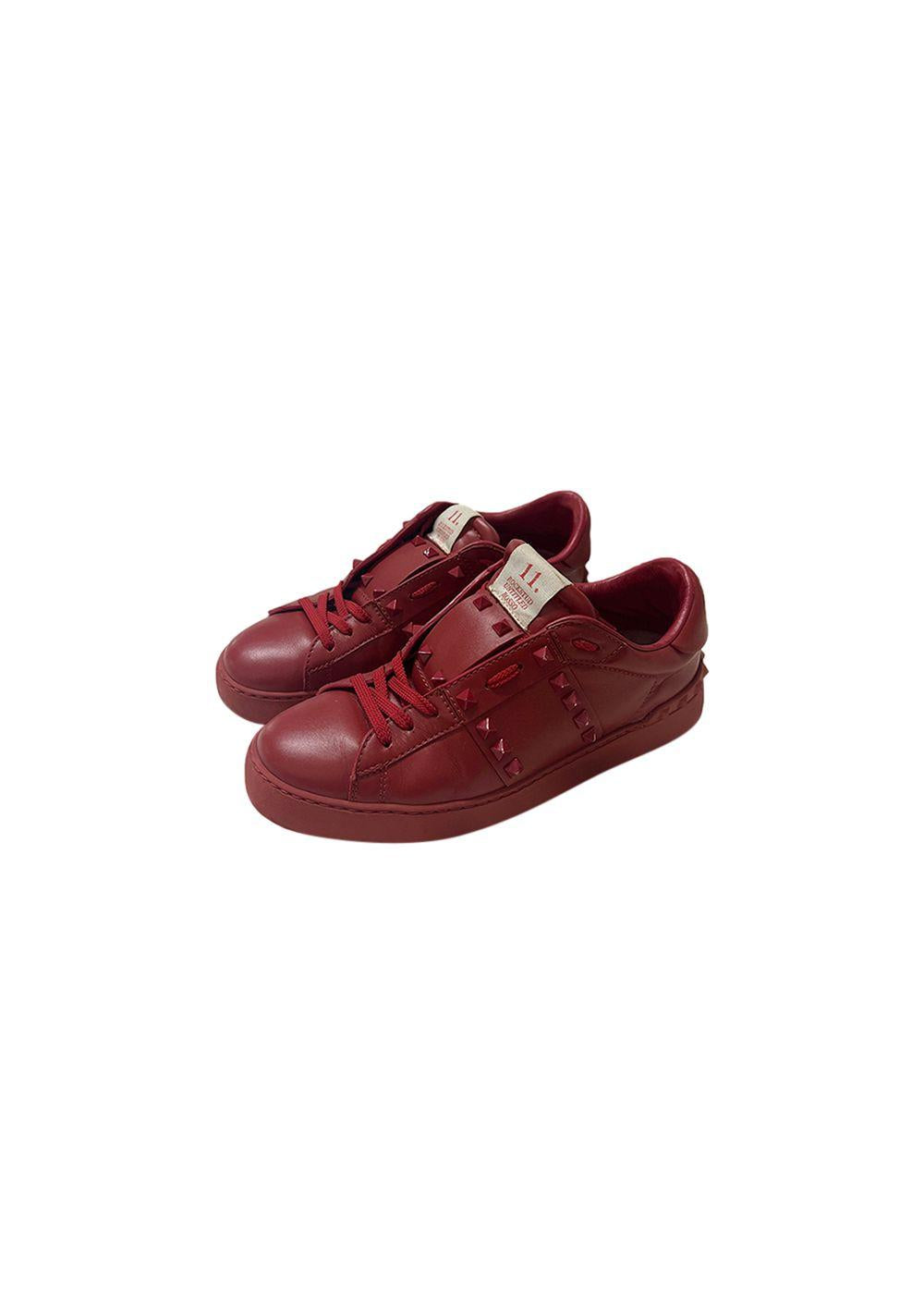Red leather Rockstud 11 Untitled trainers