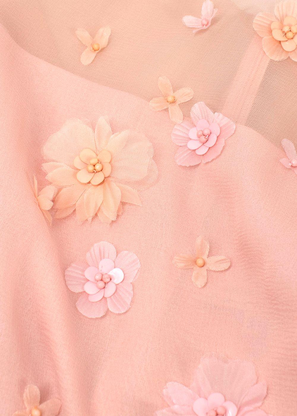 Andrew GN Blush Pink Floral and Feather Detail Top