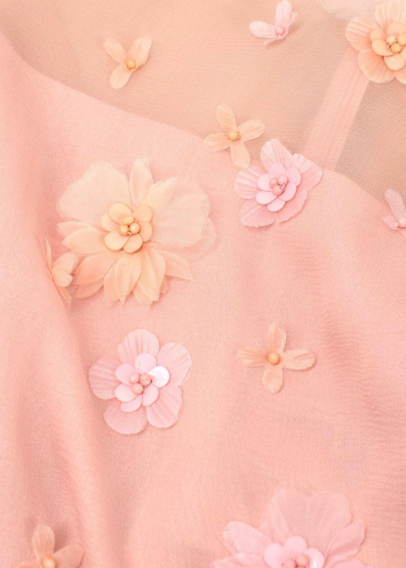 Andrew GN Blush Pink Floral and Feather Detail Top