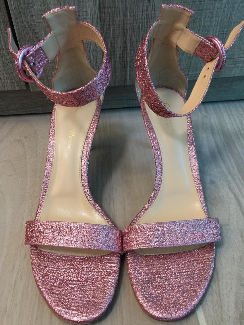 Gianvito Rossi Pink Lame Portofino 75 Sandals