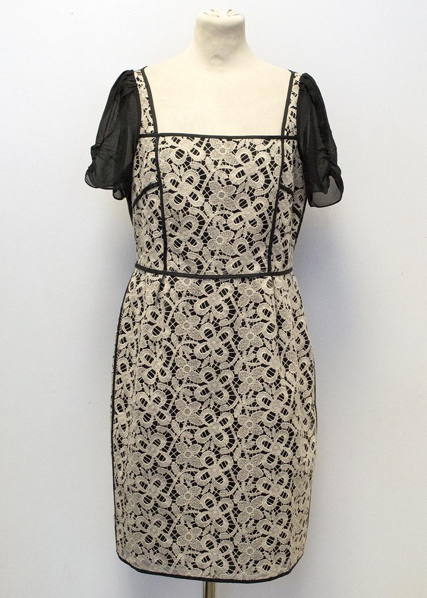 Hoss Intropia Black & Beige Short-Sleeve Lace Dress