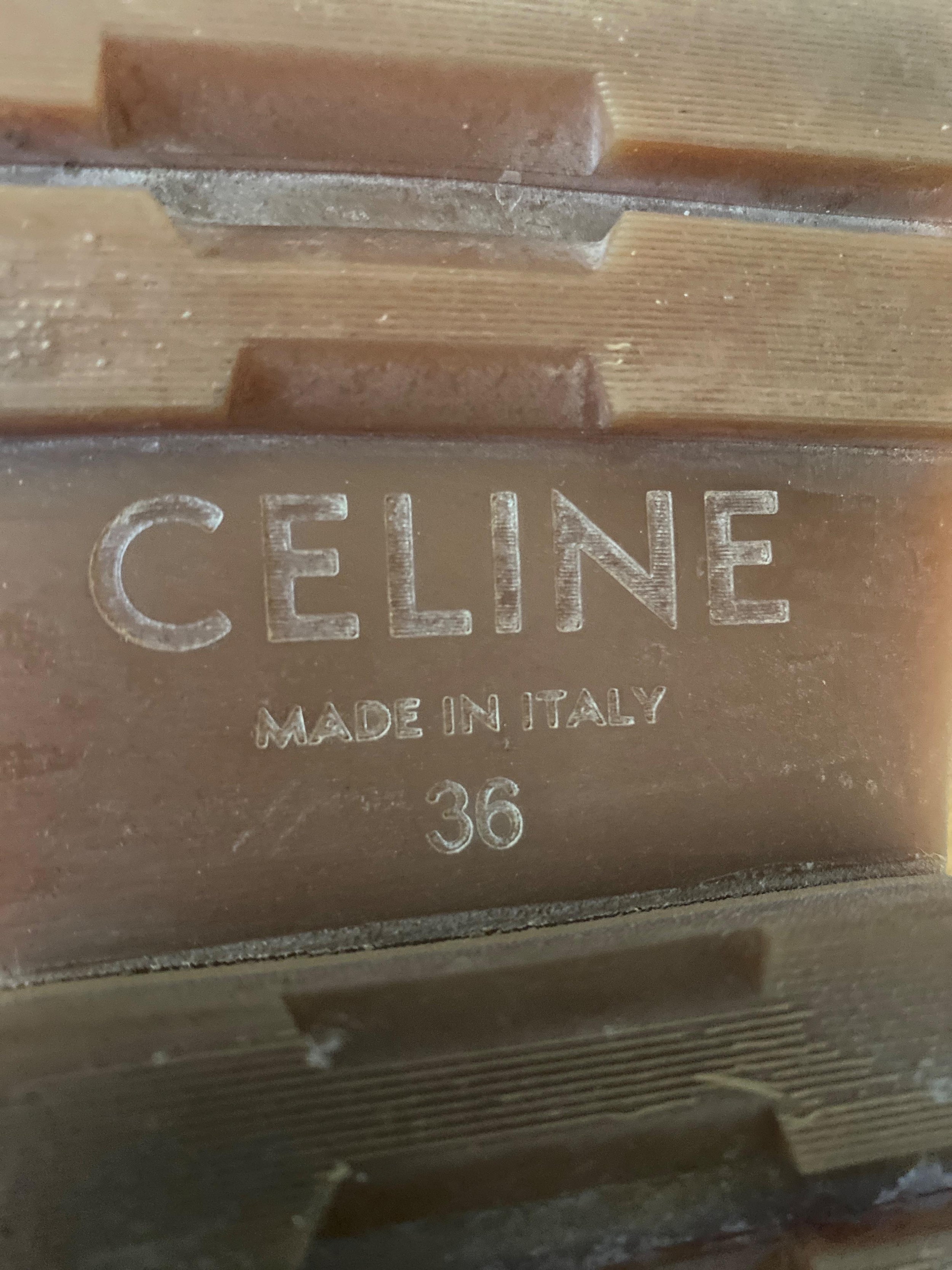 Sold Out Tan Leather Celine Logo Sandals