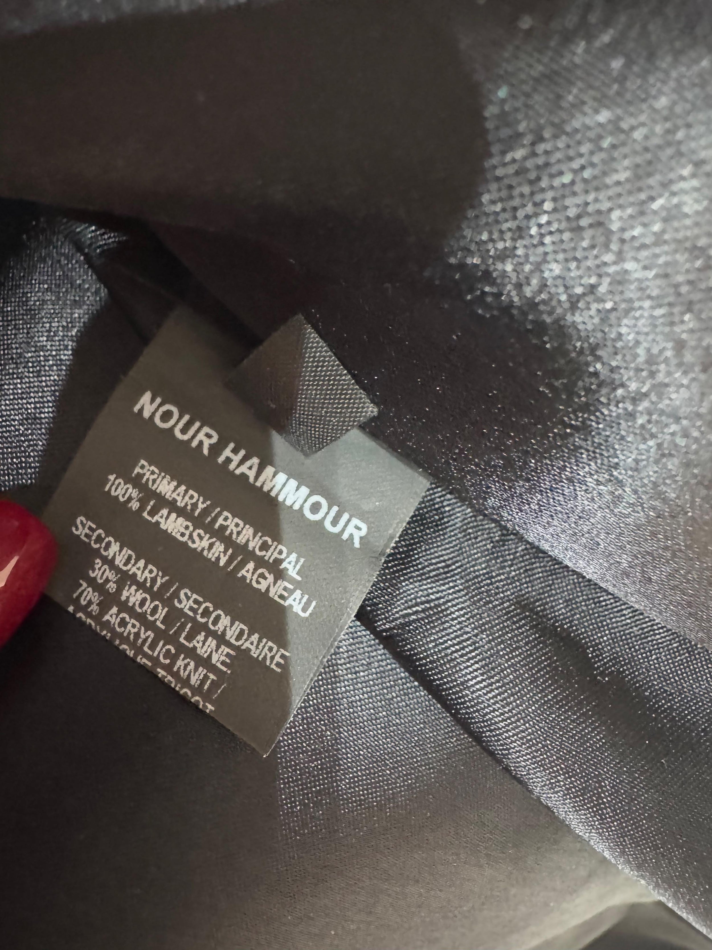 Nour Hammour Black Leather and Wool Biker Jacket