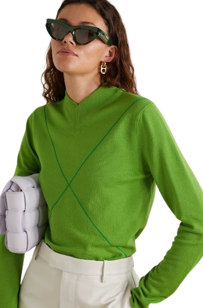 Bottega Veneta Green Wool-blend Fine Knit Jumper