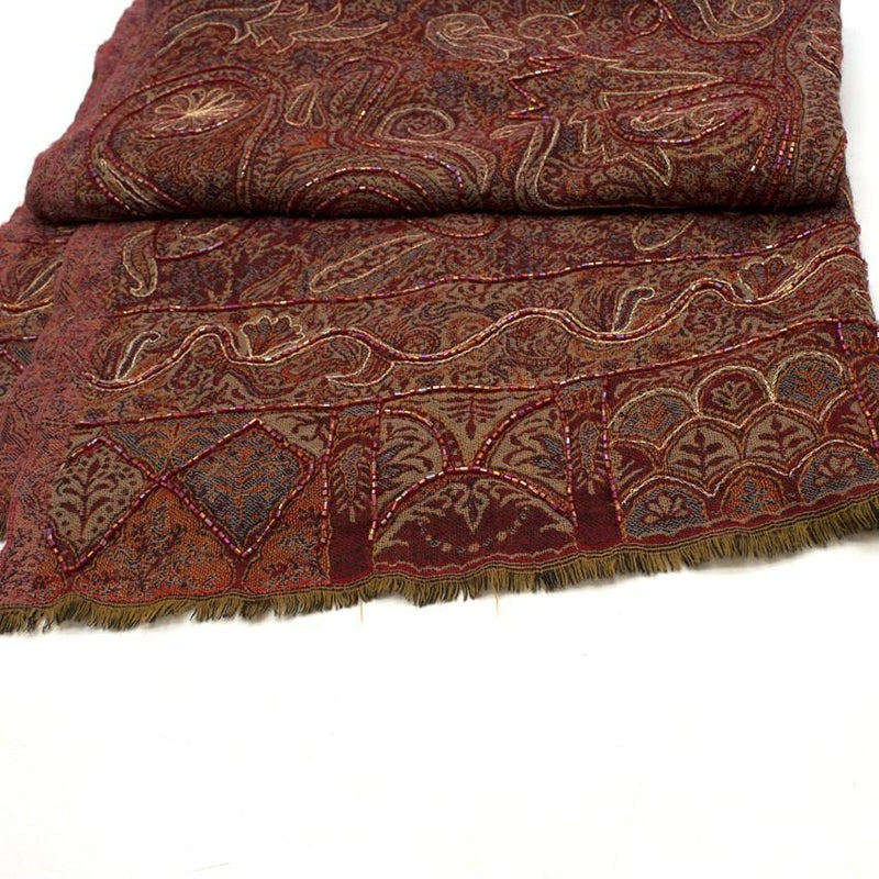 Bespoke embellished tapestry-jacquard scarf