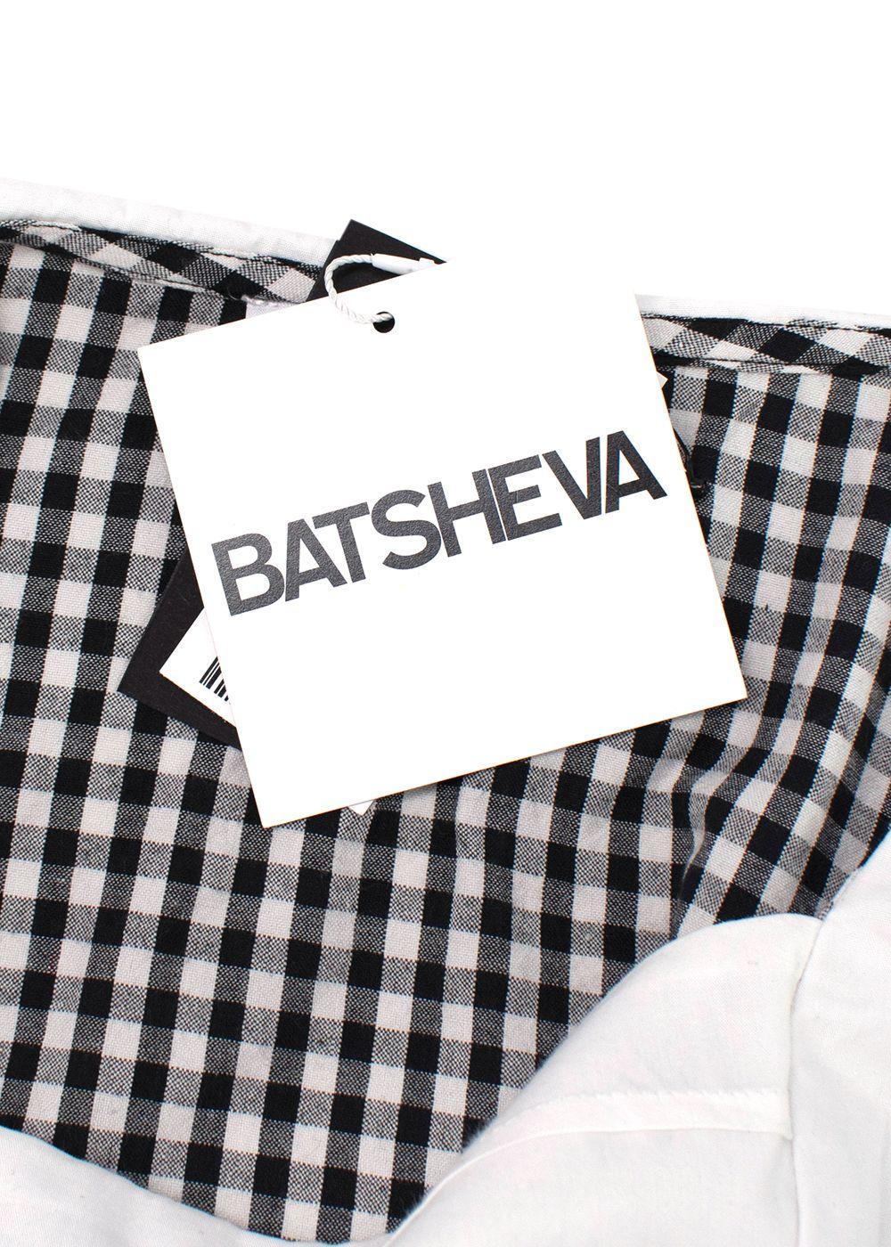 Batsheva Black and White Gingham Scalloped Collar Top