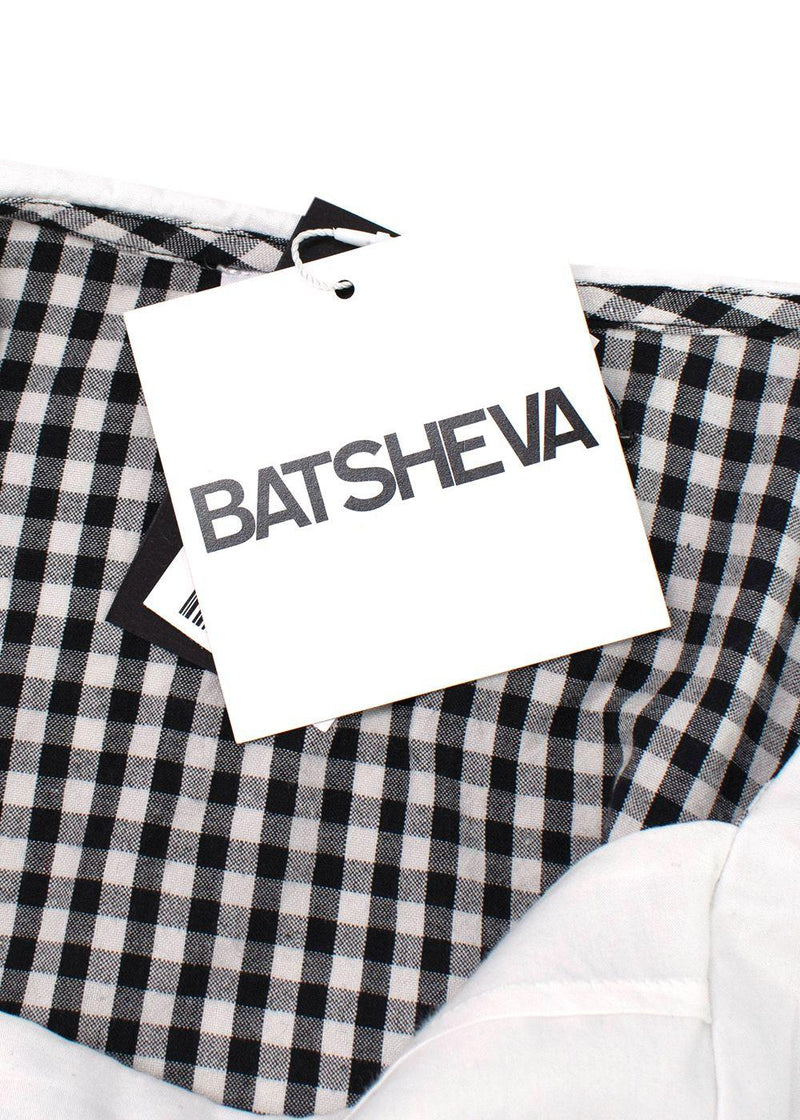Batsheva Black and White Gingham Scalloped Collar Top