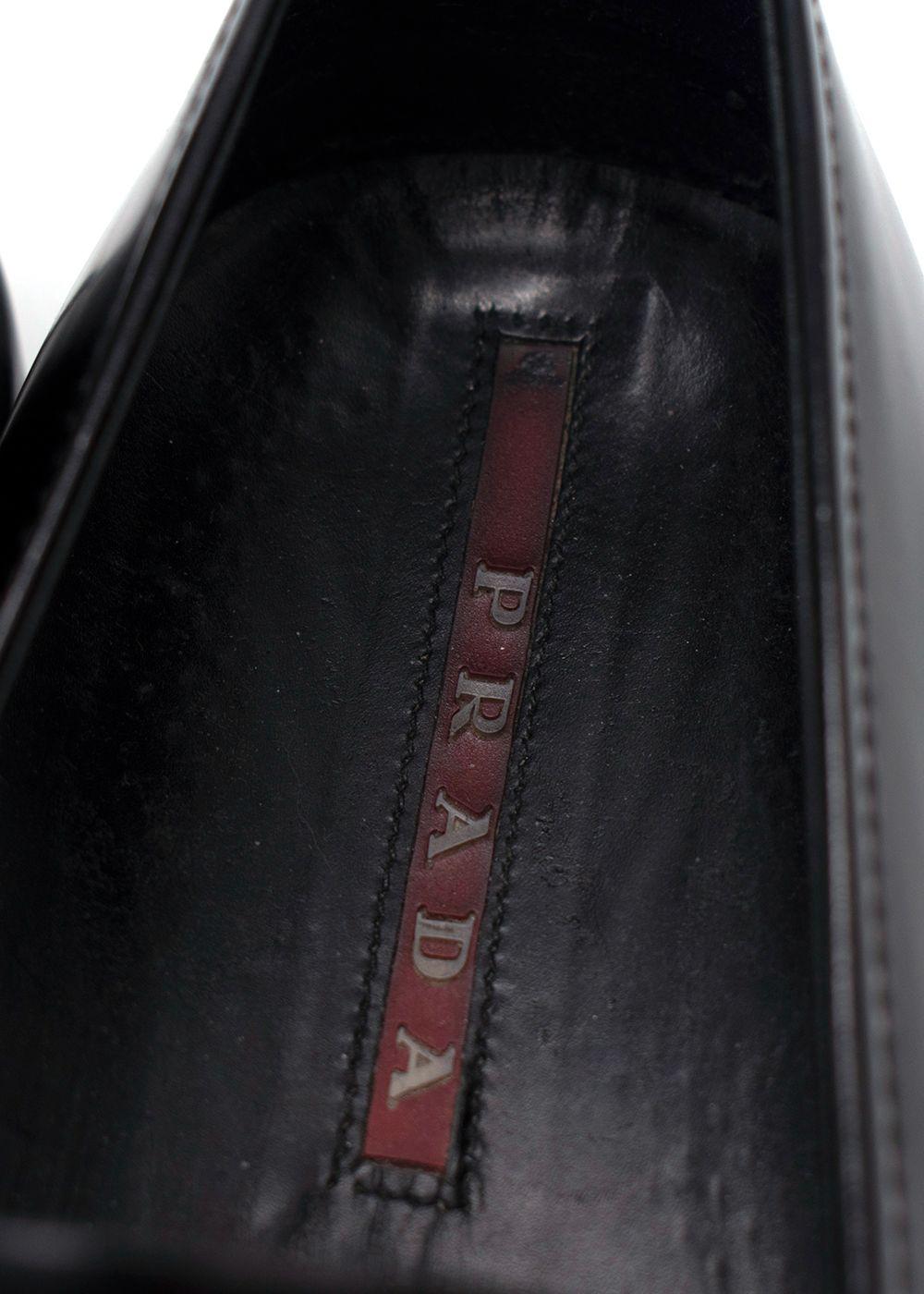 Prada Sport Black Leather Slip On Loafers