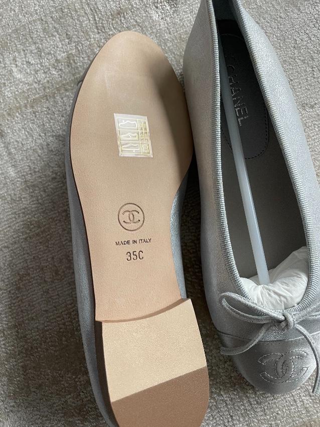 Chanel Sparkly Silver Classic Ballerinas