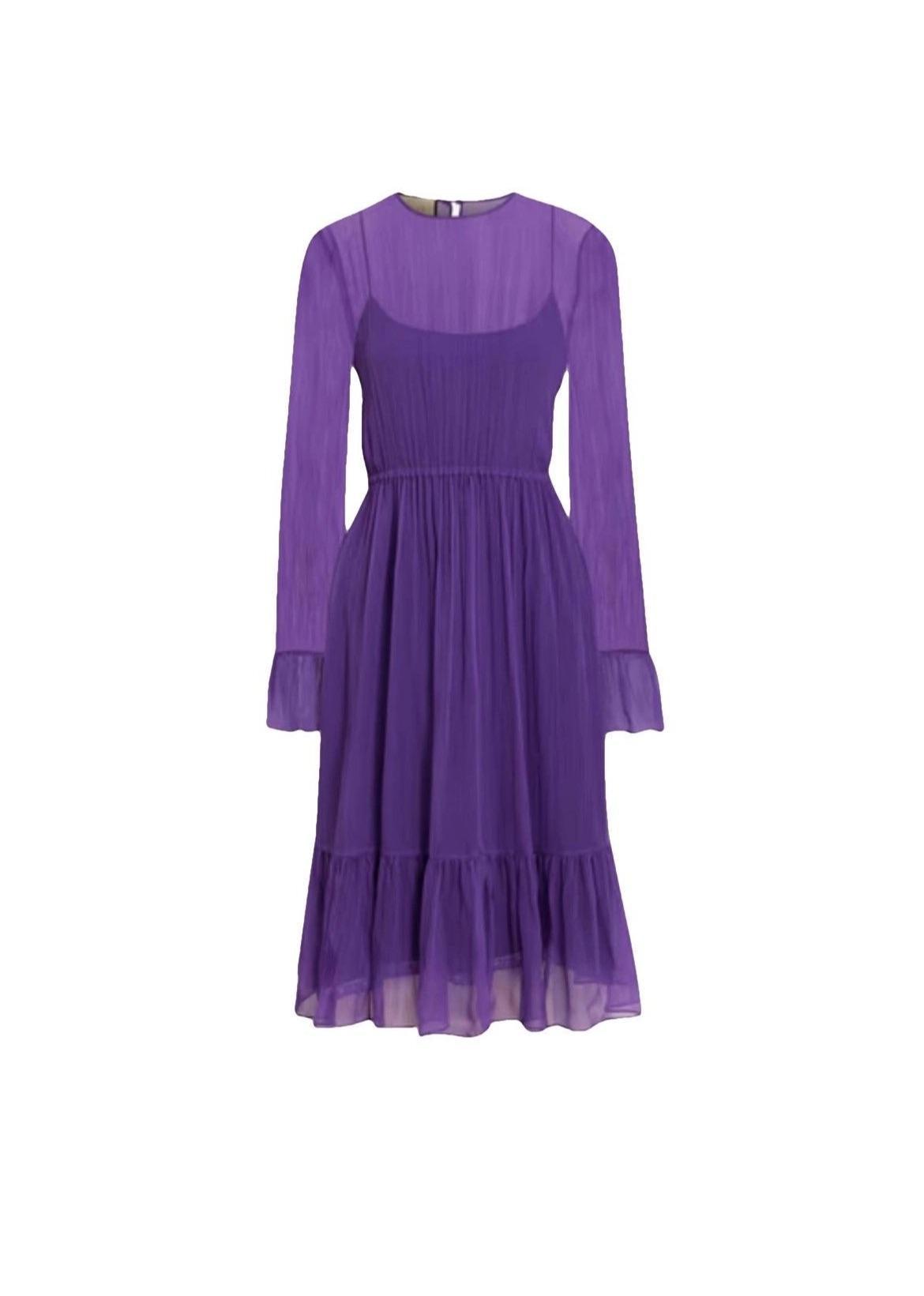 Gucci Purple Silk Chiffon Midi Dress