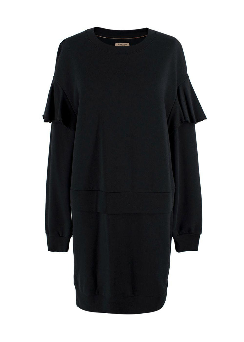 Burberry Black Ruffled Layered Sweatshirt Dress
