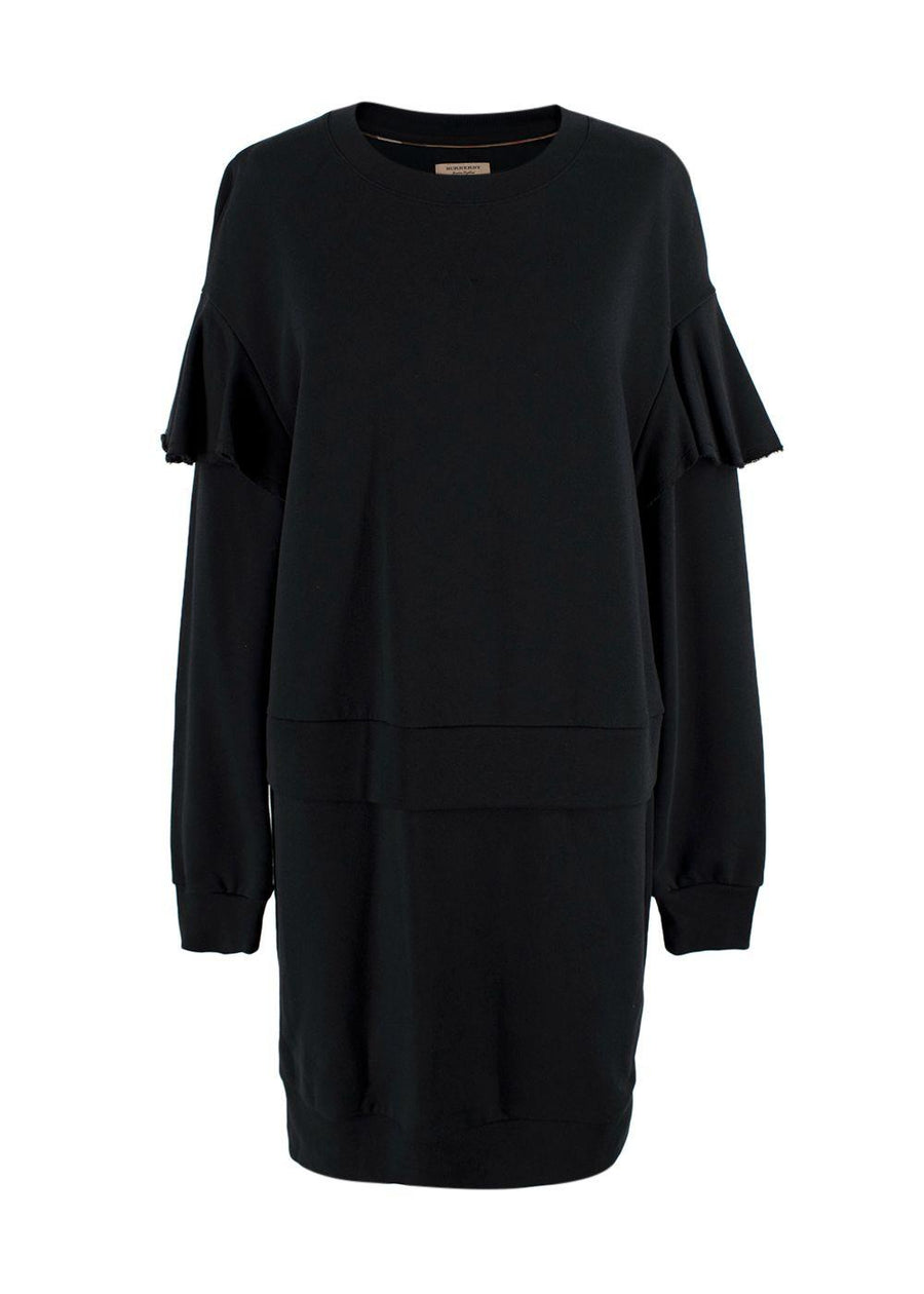 Burberry Black Ruffled Layered Sweatshirt Dress