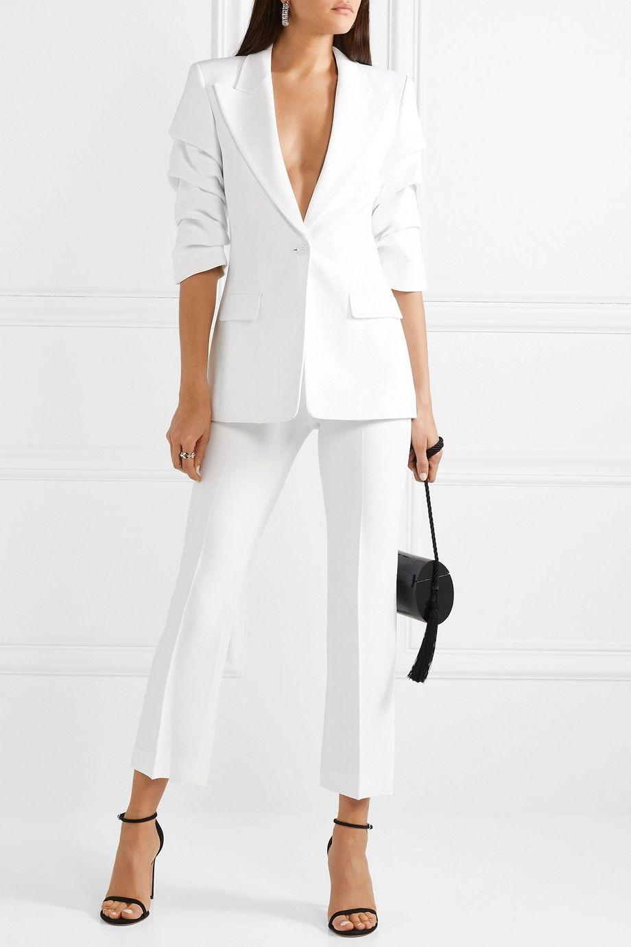 Michael Kors White Crepe Cropped Trousers